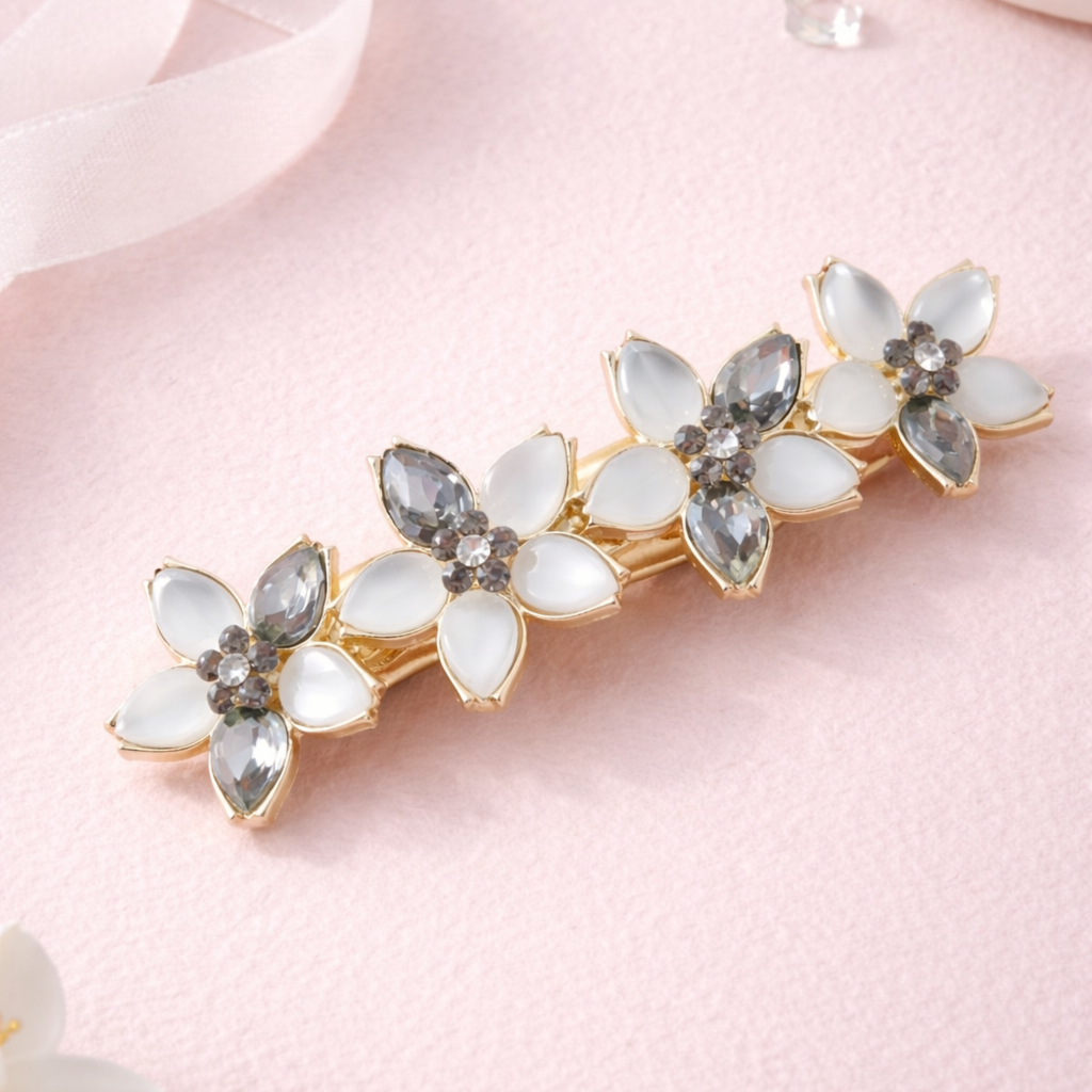 Francouzská spona do vlasů Rosalie šedá:čirá3